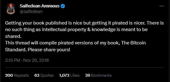 The Fiat Standard permission to distribute pirated copies of the book