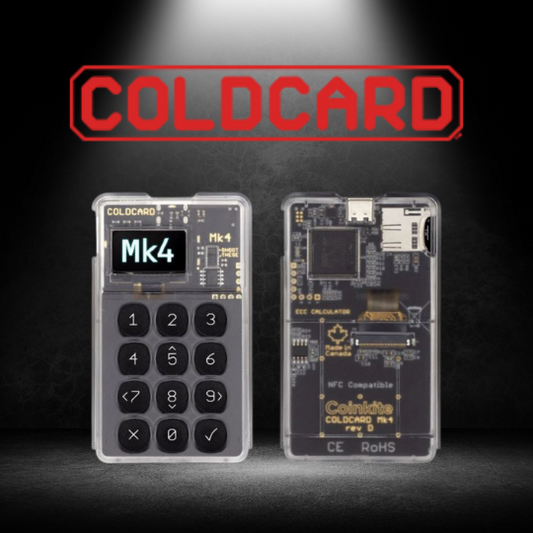 Coldcard hardware wallet Mk4 front and back