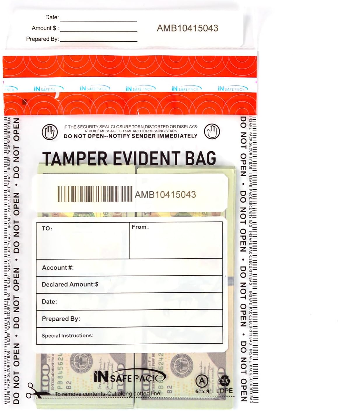 Tamper evident plastic bag